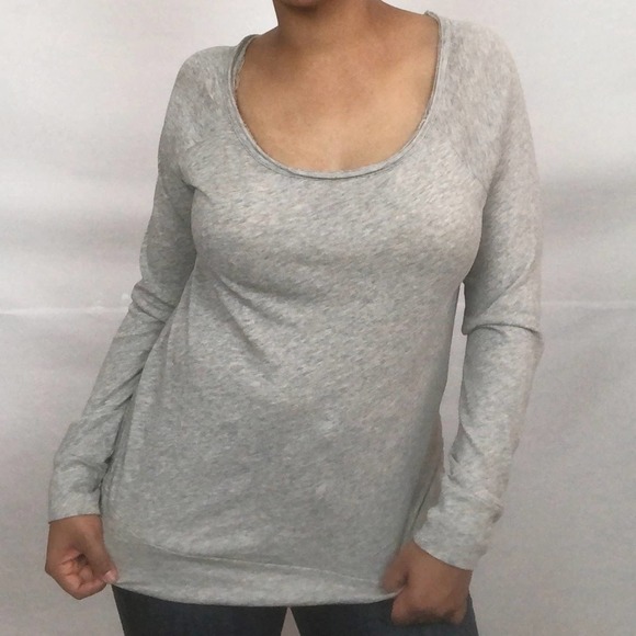 NWT Chaser Long sleeve Knot open back top raglan top heather gray - Picture 3 of 4